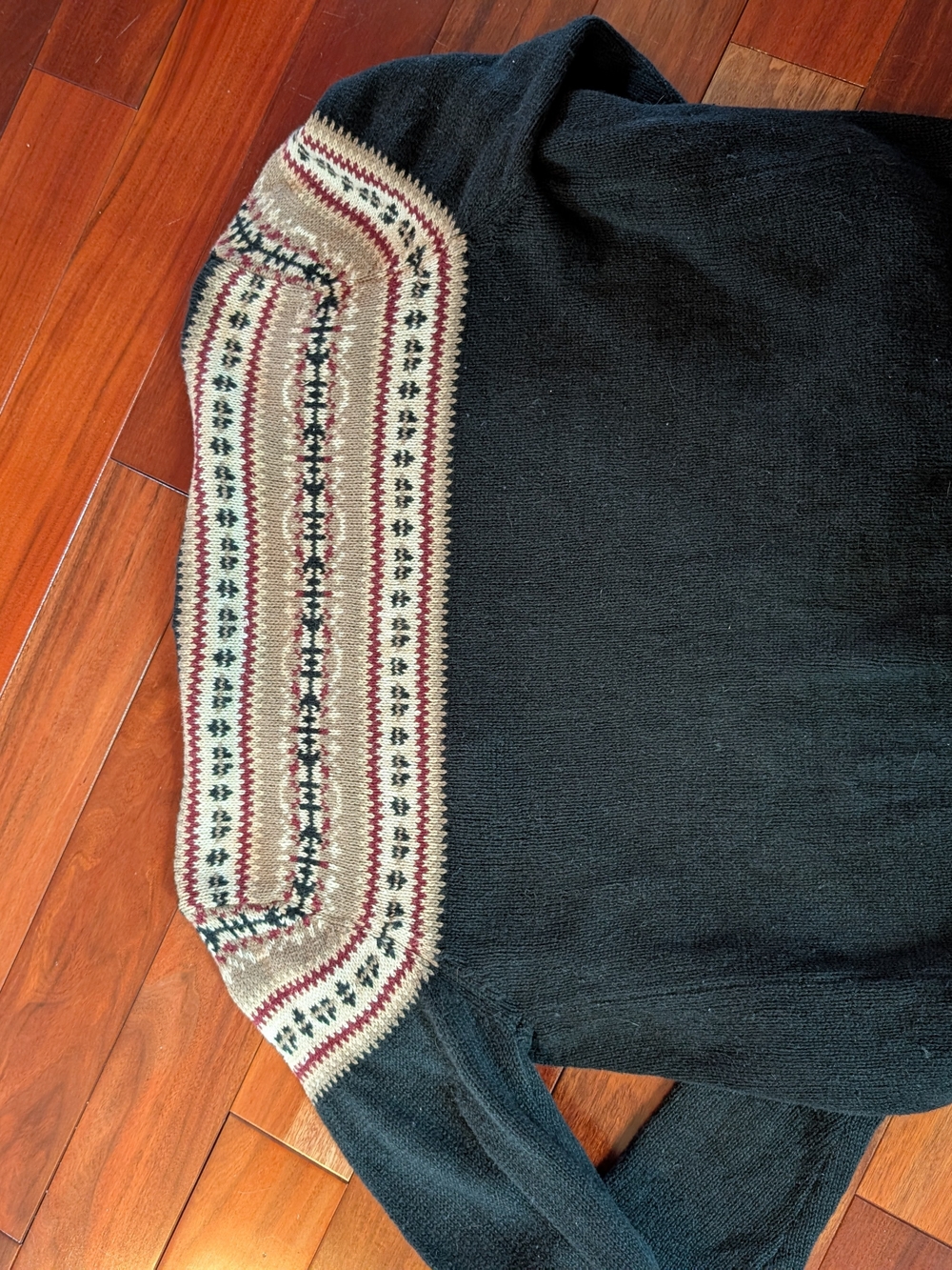 Women's Black Fair Isle Button-Front Cardigan Sweater - Picture 5 of 5